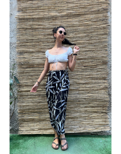 Vintage printed wrap skirt maxi Μ