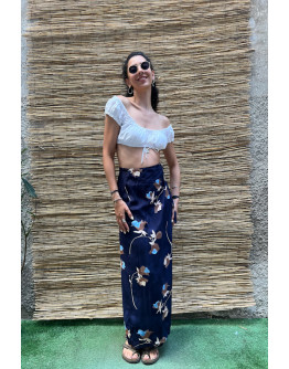 Vintage φλοράλ wrap φούστα maxi 