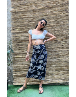 Vintage εμπριμέ wrap φούστα maxi 