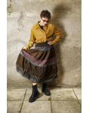 Vintage printed corduroy skirt L-XL