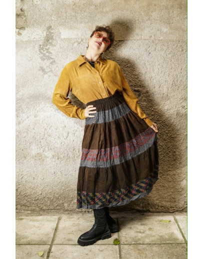 Vintage printed corduroy skirt L-XL