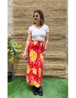Vintage εμπριμέ wrap φούστα maxi