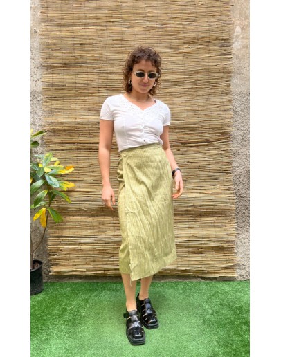 Vintage striped midi wrap skirt 