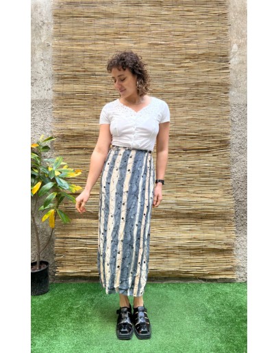 Vintage εμπριμέ wrap φούστα maxi