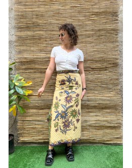 Vintage εμπριμέ wrap φούστα maxi