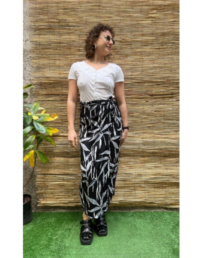 Vintage printed wrap skirt midi
