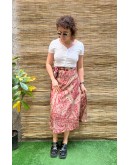 Vintage εμπριμέ double faced wrap φούστα midi