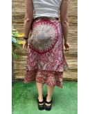 Vintage εμπριμέ double faced wrap φούστα midi
