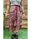 Vintage εμπριμέ double faced wrap φούστα midi