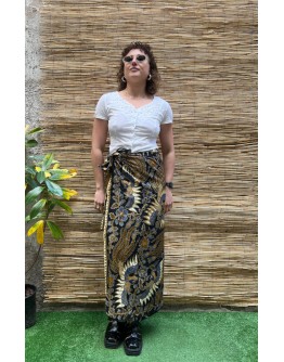 Vintage εμπριμέ wrap φούστα maxi