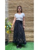Vintage εμπριμέ wrap φούστα maxi