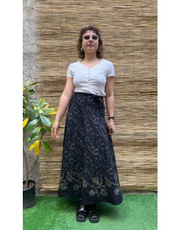 Vintage εμπριμέ wrap φούστα maxi