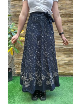 Vintage εμπριμέ wrap φούστα maxi