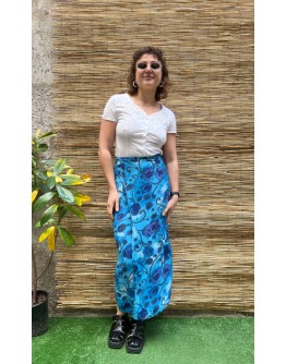 Vintage εμπριμέ wrap φούστα maxi
