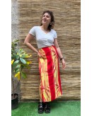 Vintage εμπριμέ wrap φούστα maxi