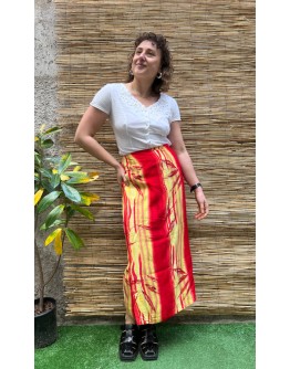 Vintage εμπριμέ wrap φούστα maxi