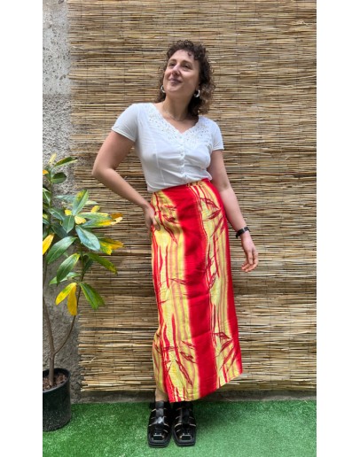 Vintage εμπριμέ wrap φούστα maxi