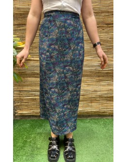 Vintage μεταξωτή εμπριμέ wrap φούστα maxi