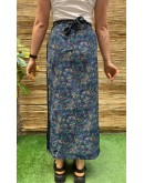 Vintage μεταξωτή εμπριμέ wrap φούστα maxi