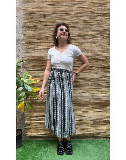 Vintage εμπριμέ wrap φούστα midi