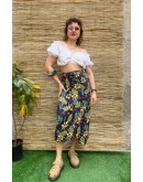 Vintage εμπριμέ wrap φούστα maxi