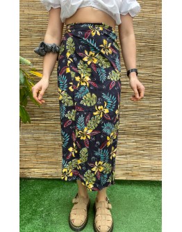 Vintage εμπριμέ wrap φούστα maxi