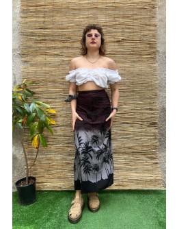Vintage εμπριμέ wrap φούστα maxi