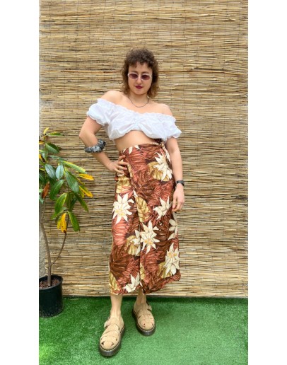 Vintage εμπριμέ wrap φούστα midi