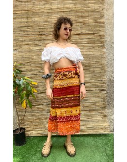 Vintage εμπριμέ wrap φούστα midi
