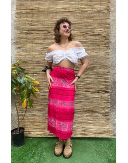 Vintage εμπριμέ wrap φούστα maxi