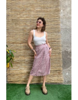 Vintage εμπριμέ wrap φούστα midi