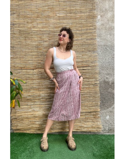 Vintage εμπριμέ wrap φούστα midi