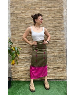 Vintage εμπριμέ wrap φούστα maxi