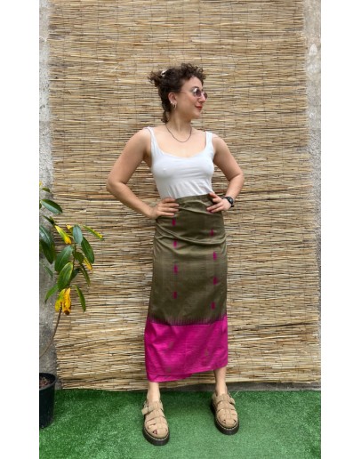 Vintage εμπριμέ wrap φούστα maxi