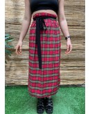 Vintage καρό wrap φούστα midi