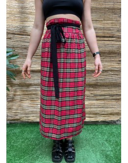Vintage καρό wrap φούστα midi