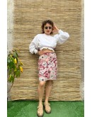 Vintage printed skirt midi L