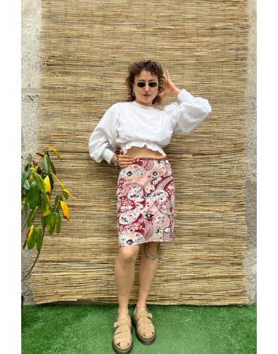 Vintage printed skirt midi L