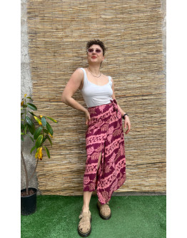 Vintage εμπριμέ wrap φούστα maxi L