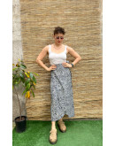 Vintage εμπριμέ wrap φούστα maxi