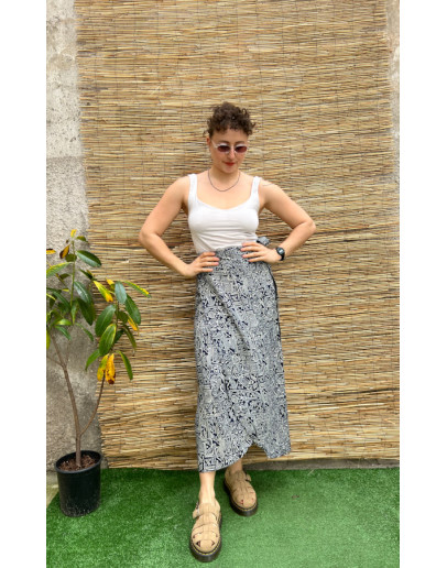 Vintage εμπριμέ wrap φούστα maxi