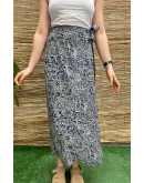 Vintage εμπριμέ wrap φούστα maxi