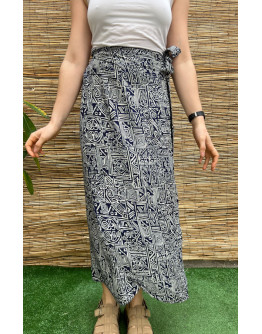 Vintage εμπριμέ wrap φούστα maxi