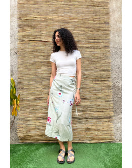 Vintage φλοράλ wrap φούστα maxi