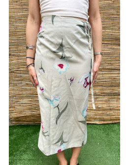 Vintage φλοράλ wrap φούστα maxi