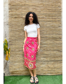 Vintage εμπριμέ wrap φούστα midi 