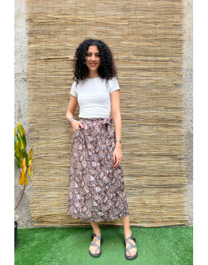 Vintage φλοράλ wrap φούστα maxi