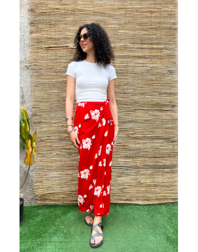 Vintage φλοράλ wrap φούστα maxi L