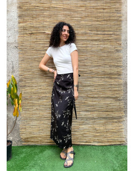 Vintage φλοράλ wrap φούστα maxi