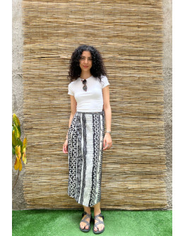 Vintage εμπριμέ wrap φούστα maxi XXL